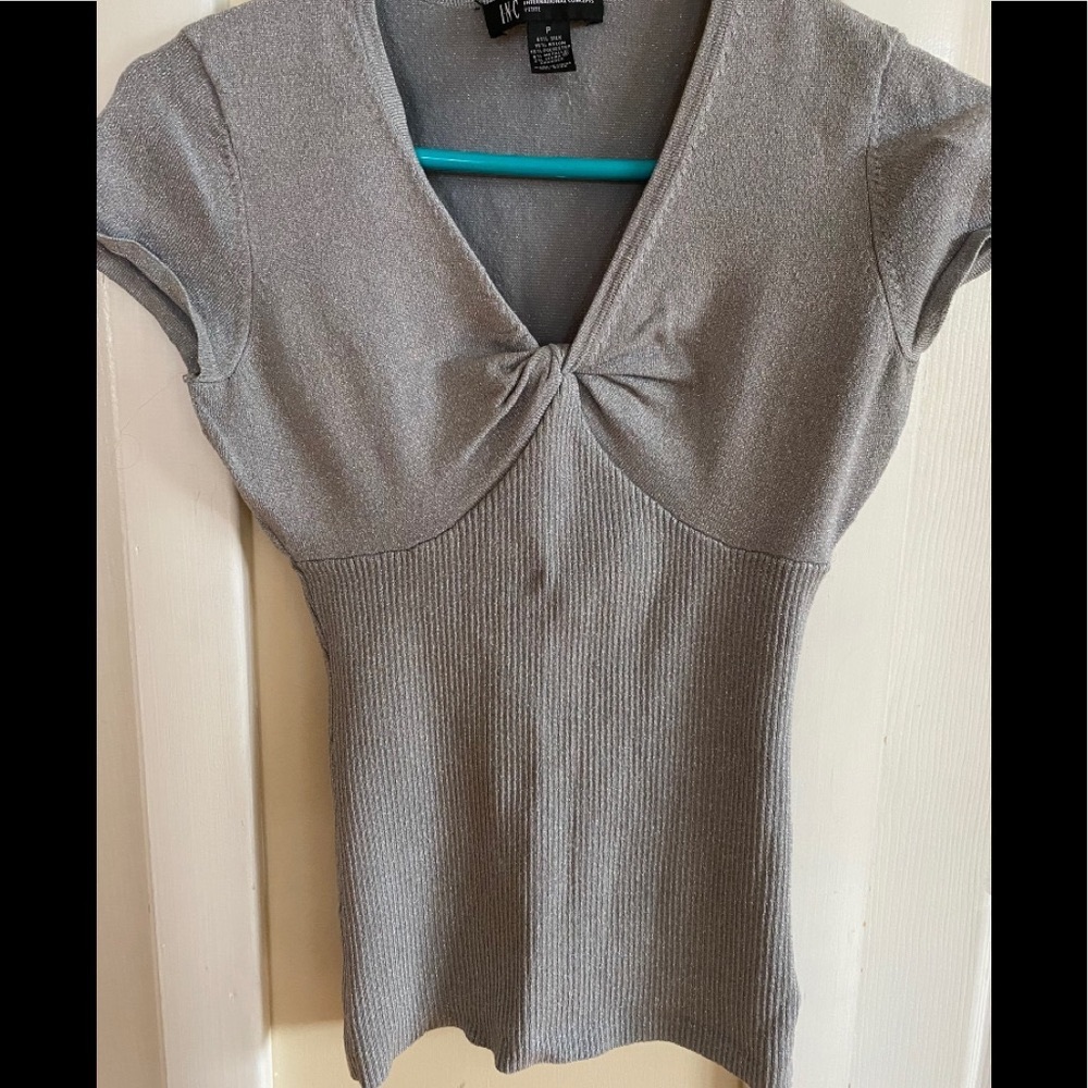 Silver silk empire waist sweater